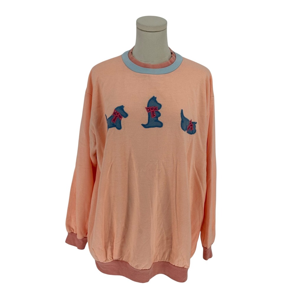 Unbranded Sweatshirt Peach Vintage Scottie Dog Applique Large